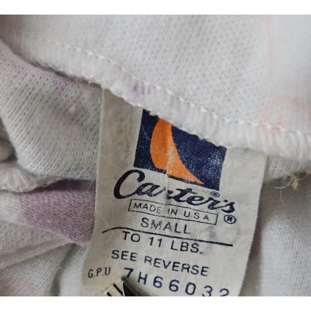 Vtg Carter's Baby Sleeper Small 11 lbs White Pastel‎ Balloon (0-3 M)